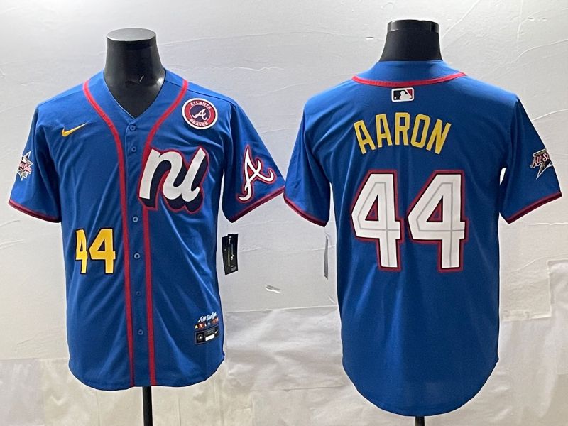 Men 2025 Atlanta Braves #44 Aaron Blue All star Nike MLB Jersey style 09